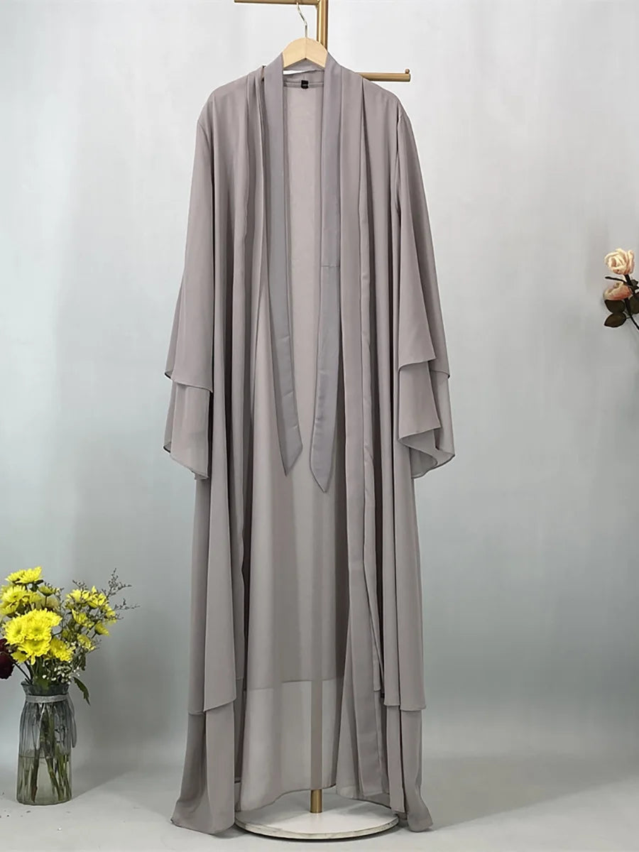 2025 Ramadan Kebaya Chiffon Open Abaya – Modest Women Muslim Kaftan Dress