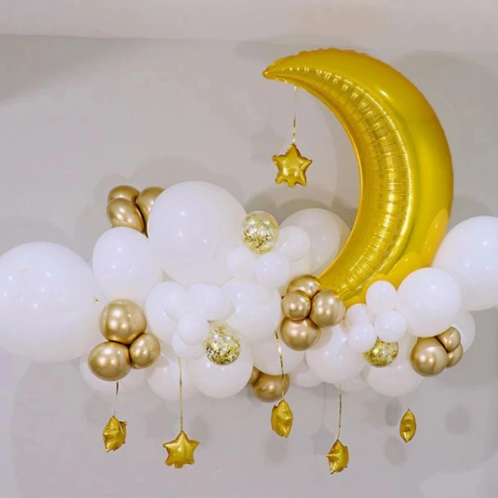 60Pcs Moon Star Balloon Set for Muslim EID Mubarak Festival Home DIY Decoration Ramadan Kareem Kids Birthday Party Ballon Globos