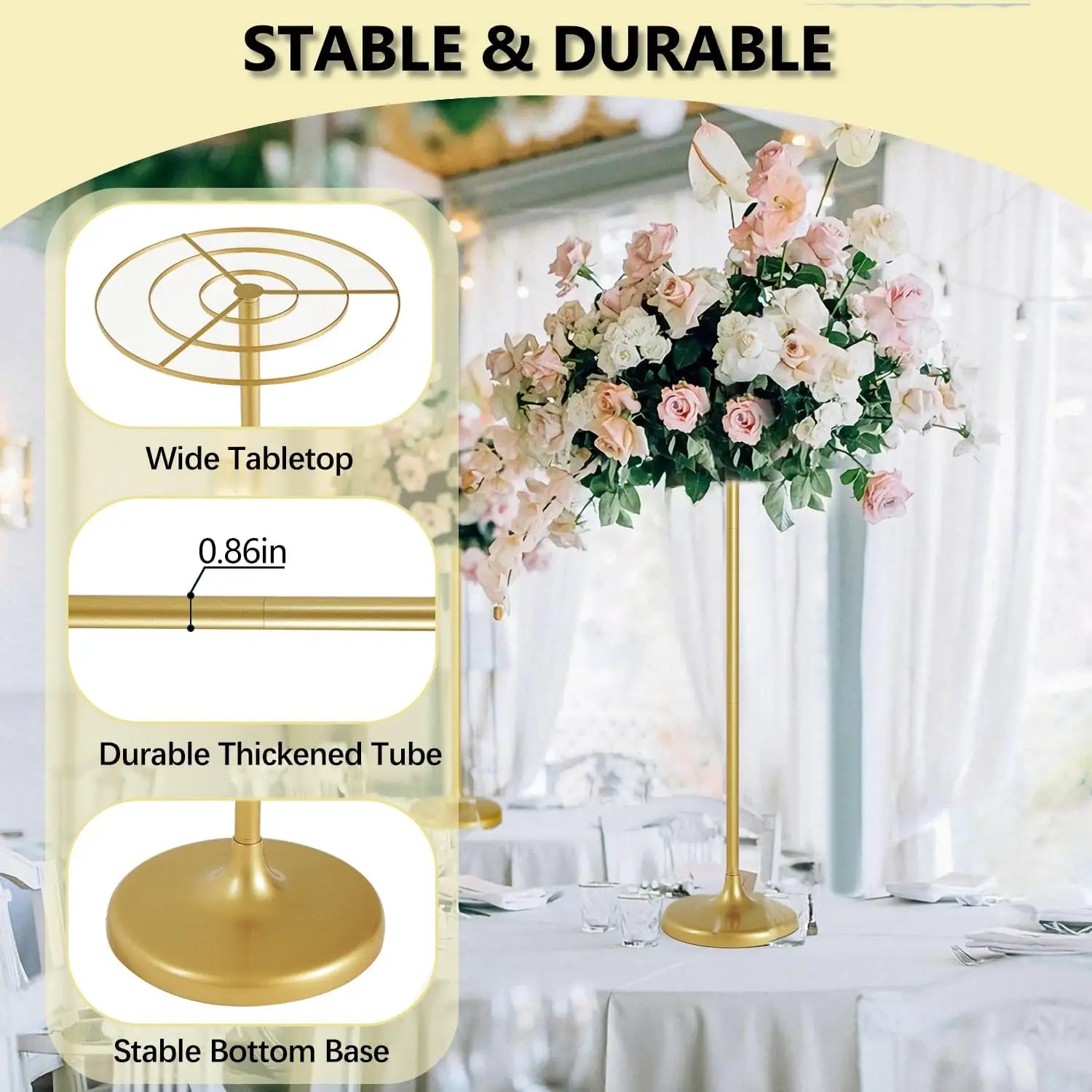 4pcs Tall Wedding Flower Stand 39.4" Wedding Centerpieces for Tables Metal Flower Floor Vase for Party Event Wedding Reception