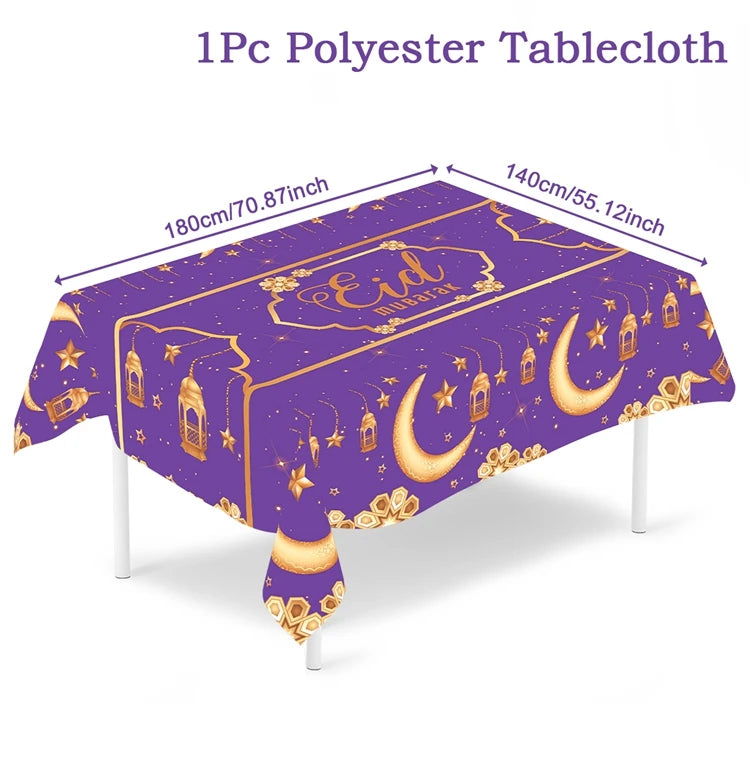 Eid Mubarak Tablecloths Ramadan Decoration 2025 for Home Islamic Muslim Party Decor Ramadan Kareem Tableware Eid Al Adha Gifts