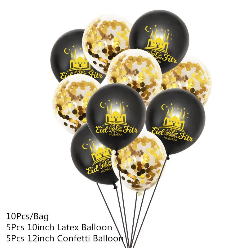 10Pcs Eid Umrah Mubarak Latex Balloon Ramadan Kareem Festival Muslim Islamic Ramadan Party Eid Al-Firt Home Decoration Supplies