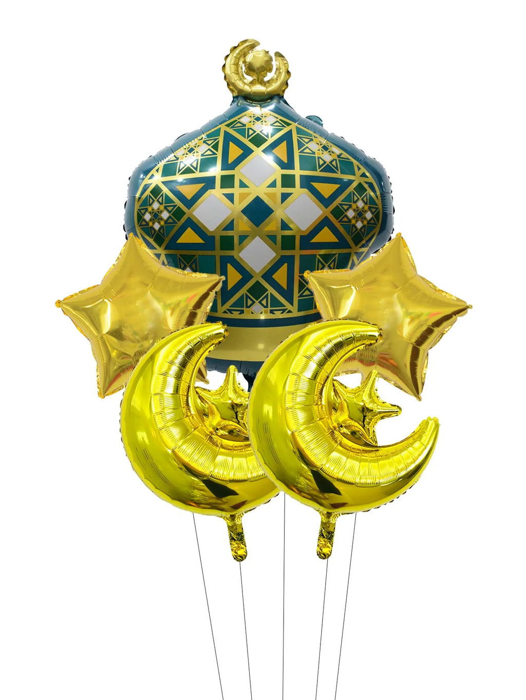 5pcs Ramadan Eid al-Fitr Fancy Lantern Balloons set Star Moon Balloon Ramadan Kareem Eid Mubarak Decorations Eid Al Adha Decor