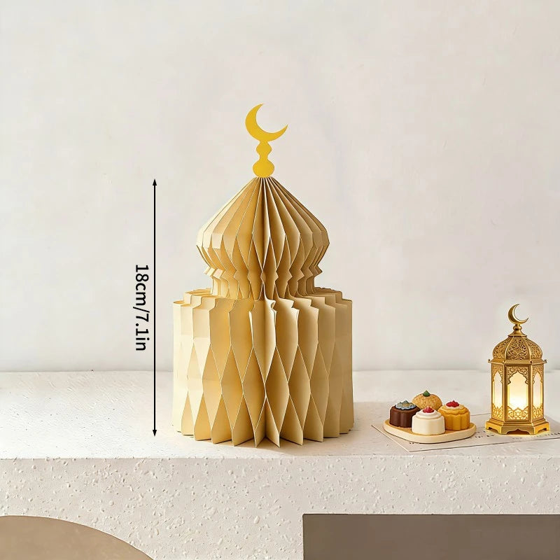 Ramadan Paper Art Desktop Decoration Castle Decoration 3d Honeycomb Castle Eid Al Fitr Party Stars Castle Party Products Gifts