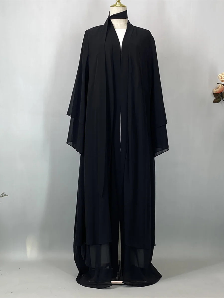 2025 Ramadan Kebaya Chiffon Open Abaya – Modest Women Muslim Kaftan Dress