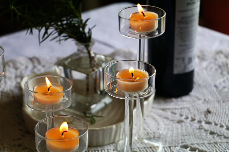 Glass Candle Holders Set Tealight Candle Holder Home Decor Wedding Table Centerpieces Crystal Holder Dinner table setting