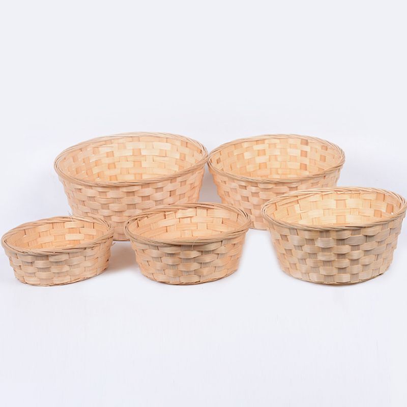 Practical Round Wicker Basket Hampers Woven Bamboo Fruit Bread Basket Storage Hamper Blanket Hamper Baskets