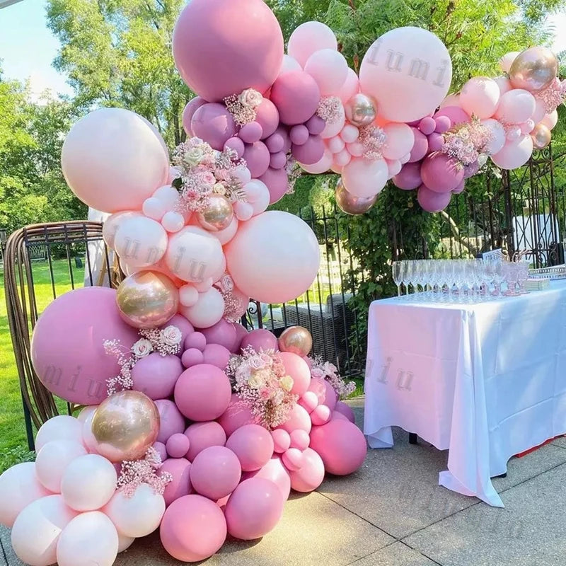 Macaron Pink Balloon Garland Arch Kit Wedding Birthday Party Decor Kids Rose Gold Latex Balloons Baby Shower Decorations Chain