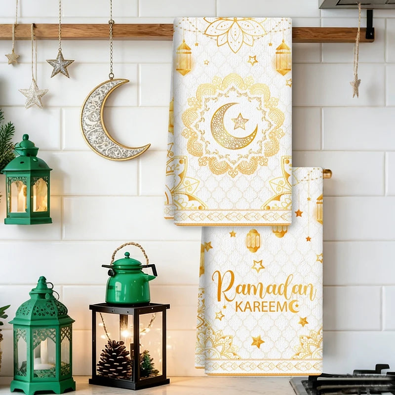 2ps Ramadan Dish Towel Eid Mubarak Decoration 2026 for Home Ramadan Kareem Ramadan Mubarak Islamic Muslim Party Eid Al-Fitr Gift