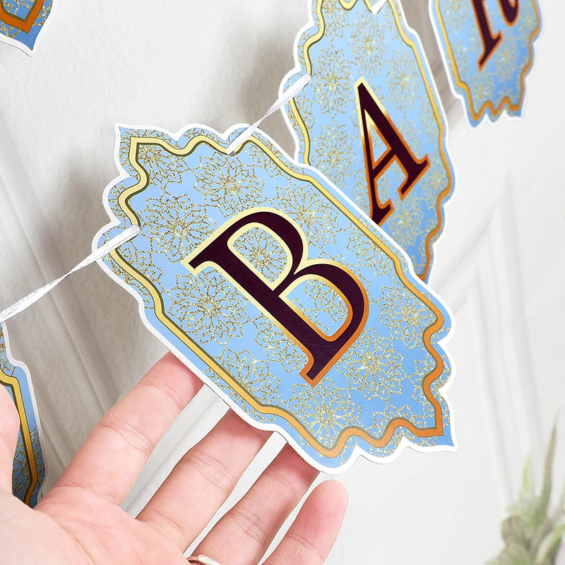 Ramadan Banner Flag 2025 Eid Mubarak Paper Garland Islamic Muslim Party Hanging Ornaments Ramadan Kareem Decorations for Home