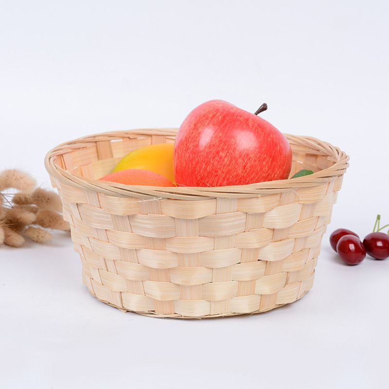 Practical Round Wicker Basket Hampers Woven Bamboo Fruit Bread Basket Storage Hamper Blanket Hamper Baskets