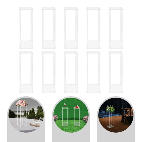 10Pcs Clear Acrylic Flower Stands Rectangular Flower Display Stand Acrylic Wedding Flower Stand 20x20x60cm