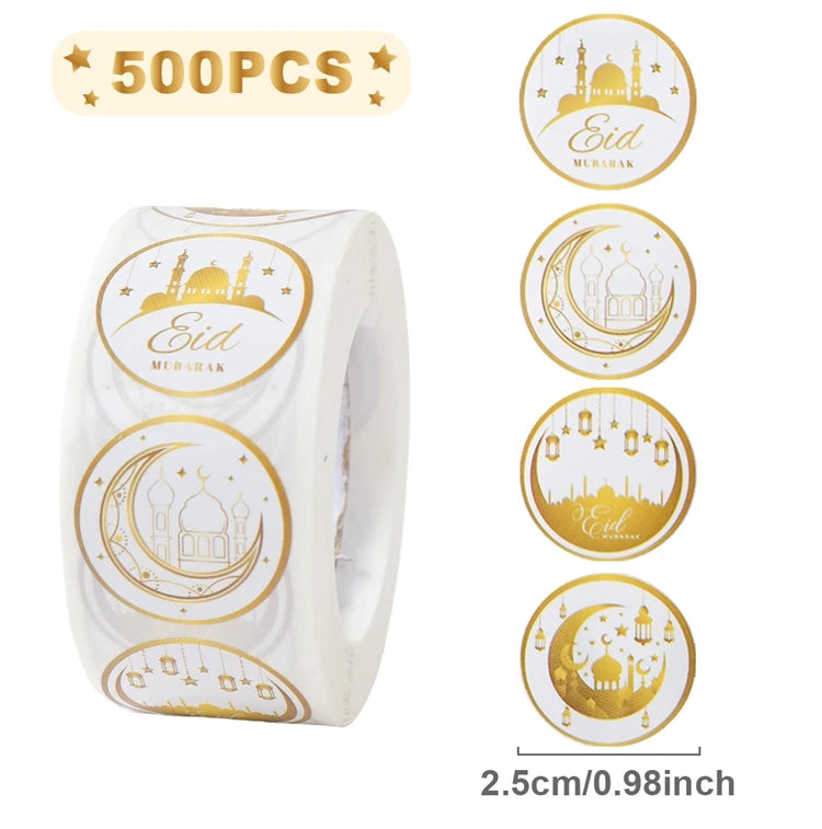 EID Mubarak Stickers Ramadan Decoration 2025 For Favor Gifts Label Ramadan Kareem Islamic Muslim Party Eid Al Adha Gifts