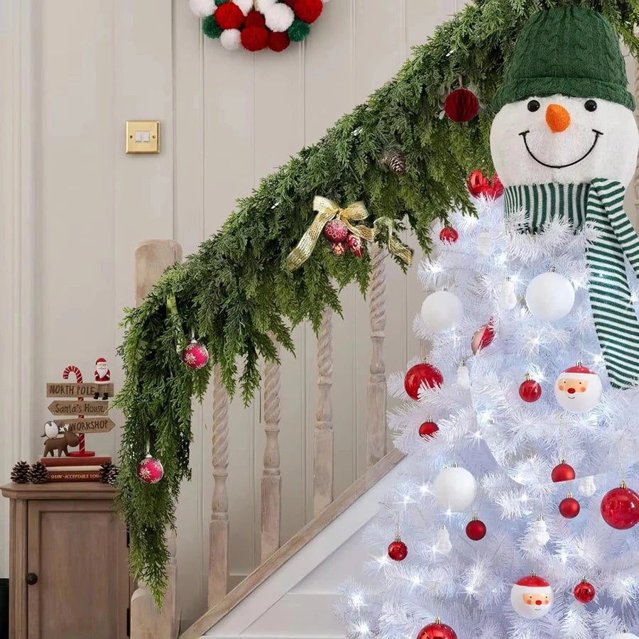 1/2pcs Artificial Plants Christmas Tree Cypress Leaf Garland Home Room Table Decor Outdoor Yard Pine Rattan Hanging Adorn Wreath