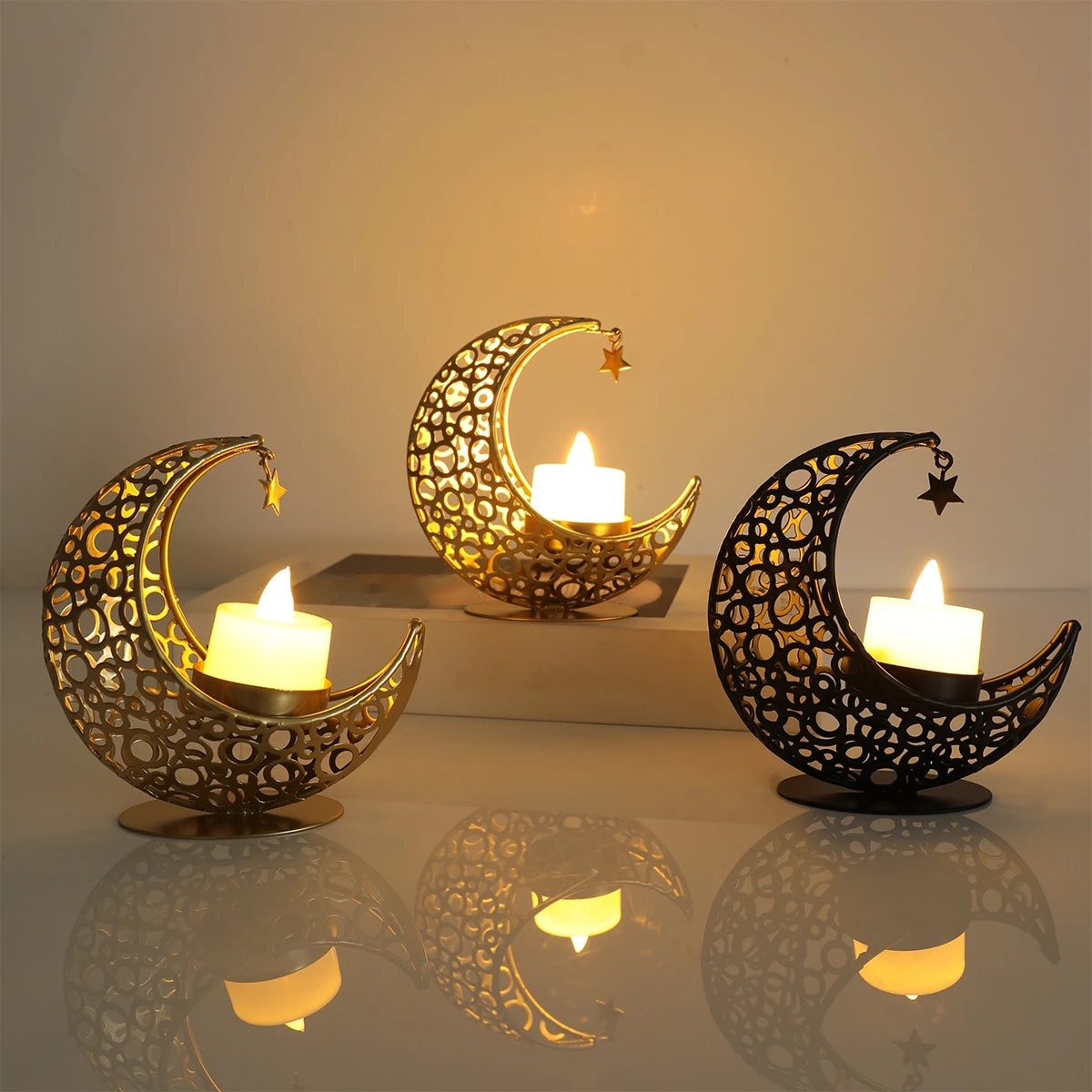 Ramadan Decor Moon Candlestick EID Mubarak Decor 2025 Home Candle Holder Ramadan Kareem Islamic Muslim Party Eid Al Adha Gifts