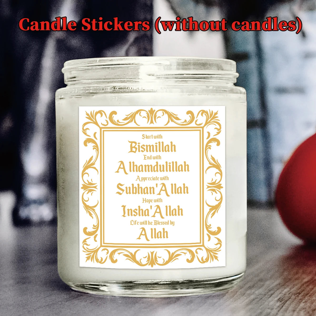 20pcs Islamic Stickers For Eid Mubarak Decoration,Golden And Black Self-Adhesive Decals Tags For Gift Wrapping,Candle,Bottle&Box