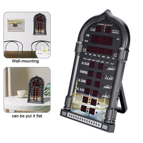 12V Azan Mosque Mosque Clock Calendar Muslim Prayer Wall Clock Alarm Islamic Mosque Azan Calendar Ramadan Home Decor Wall Clock