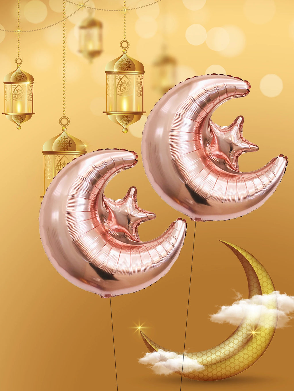 2pcs Ramadan Star Moon Balloons Ramadan kareem decor Eid Mubarak Decorations Eid al-Fitr Eid Al Adha