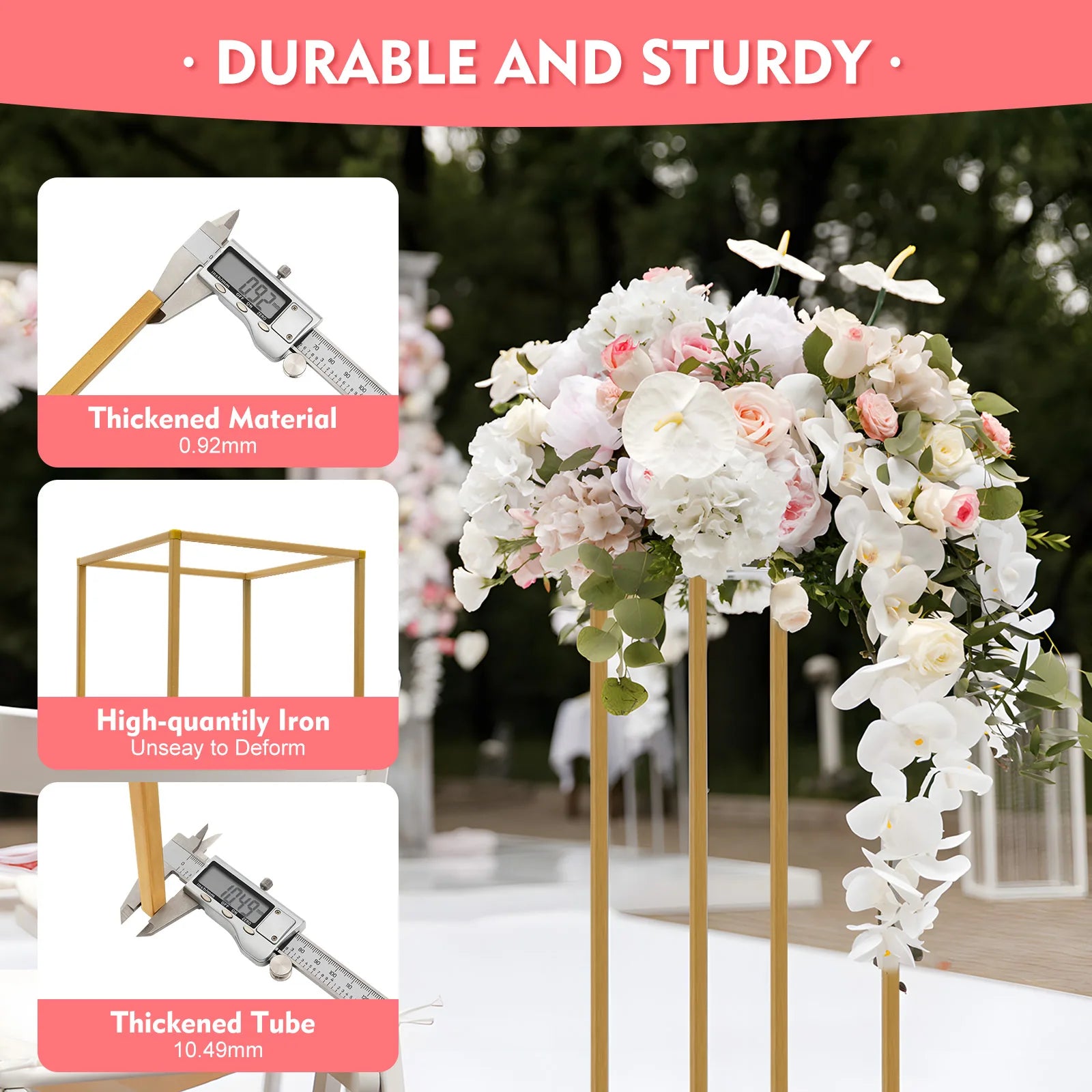 10Pcs 80cm Geometric Metal Stands Flower Vase Holders Wedding Party Centerpiece