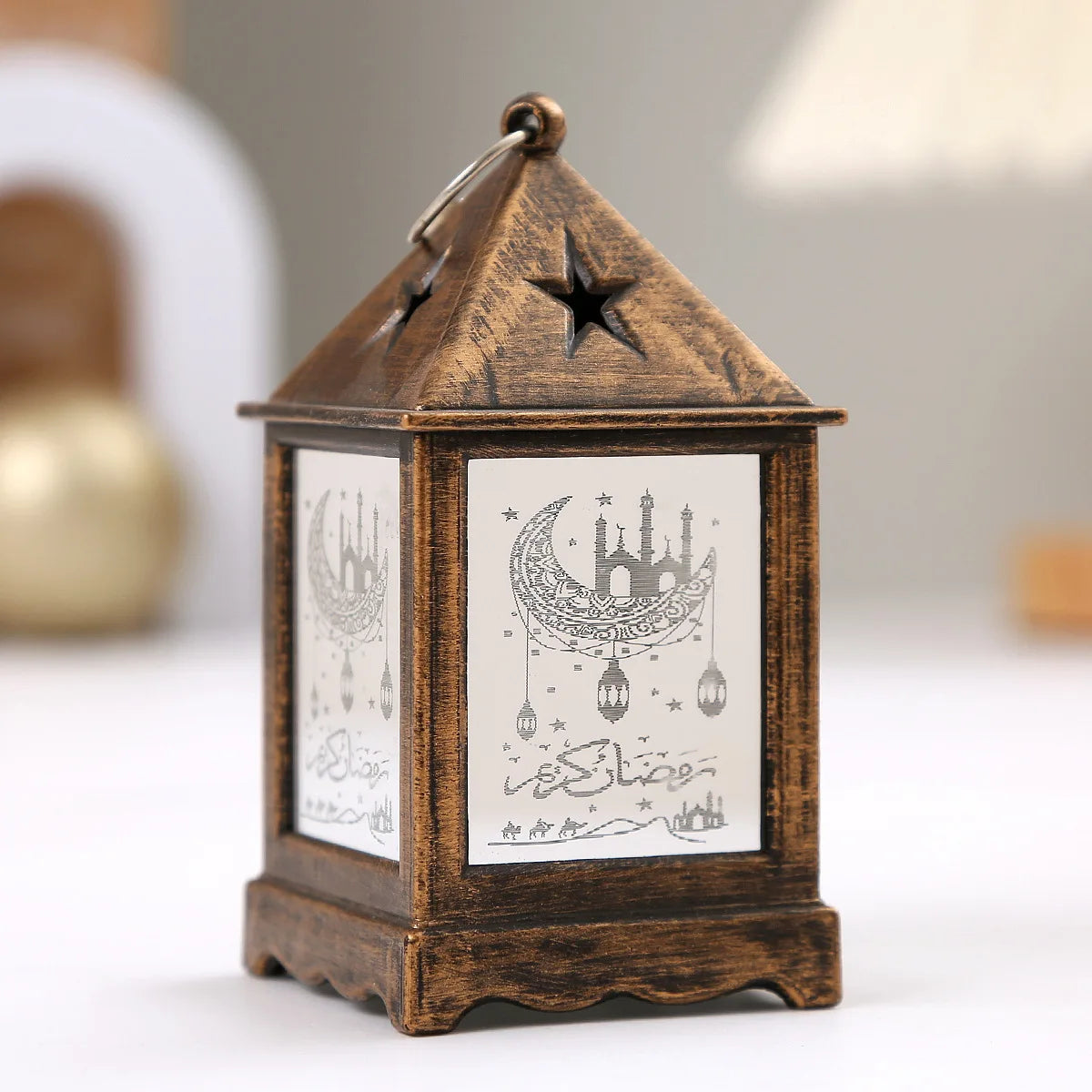 2025 Eid Mubarak Wind Lantern Ornaments Ramadan Led Portable Lamp Eid Al Adha Gifts Muslim Gurbang Ramadan Decoration for Home