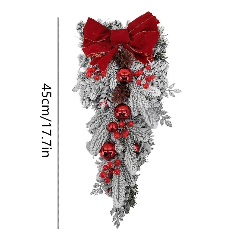 2024 front door Christmas wreath decoration upside down tree vine Christmas door and window decoration supplies