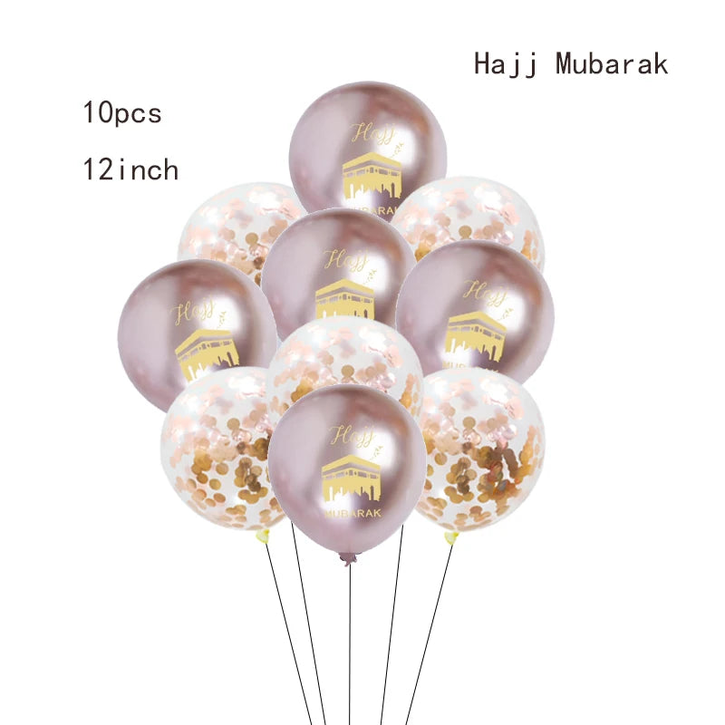 Black Gold Hajj Mubarak Star Moon Letter Foil Balloon Set Eid Mubarak Islamic Muslim Pilgrimage Festival Party Decor Supplies