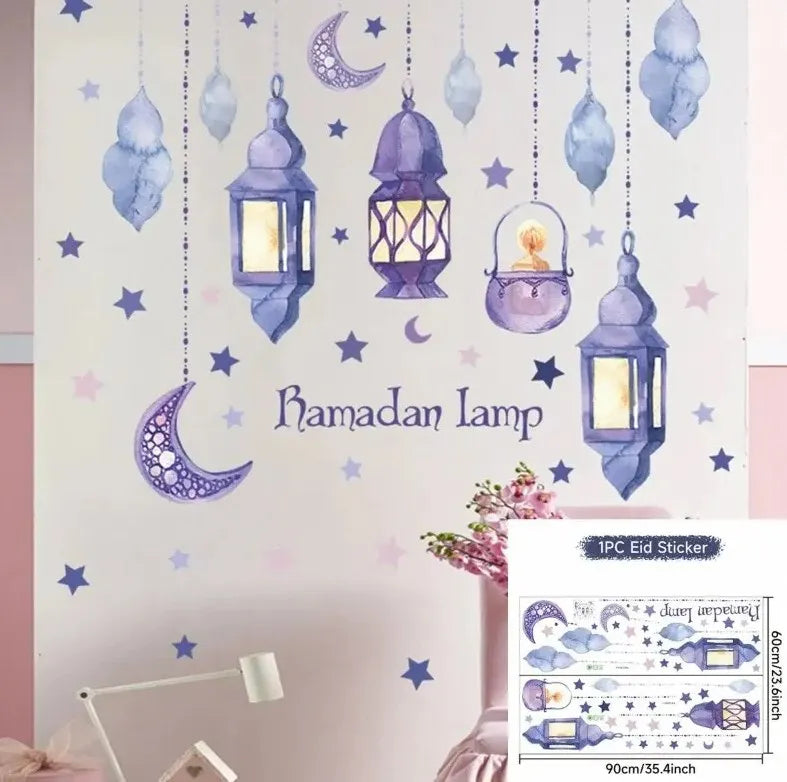 Eid Mubarak Window Stickers Kareem Ramadan Decoration 2025 For Home Islamic Muslim Party Decor Mubarak Ramadan Wall Sticker Gift