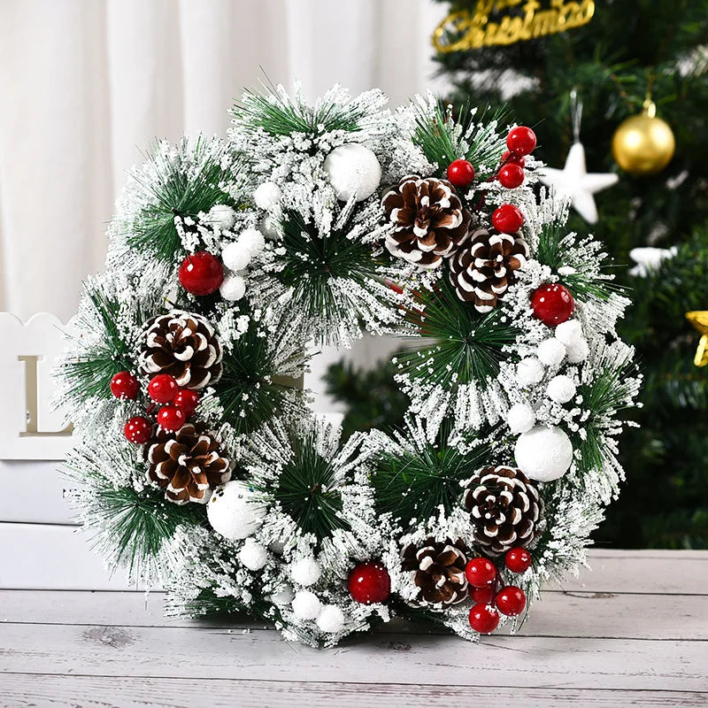 30CM Christmas Decoration Garland Front Door Window Decoration Christmas Wreath Pendant Ornament Navidad New Year Party Supplies