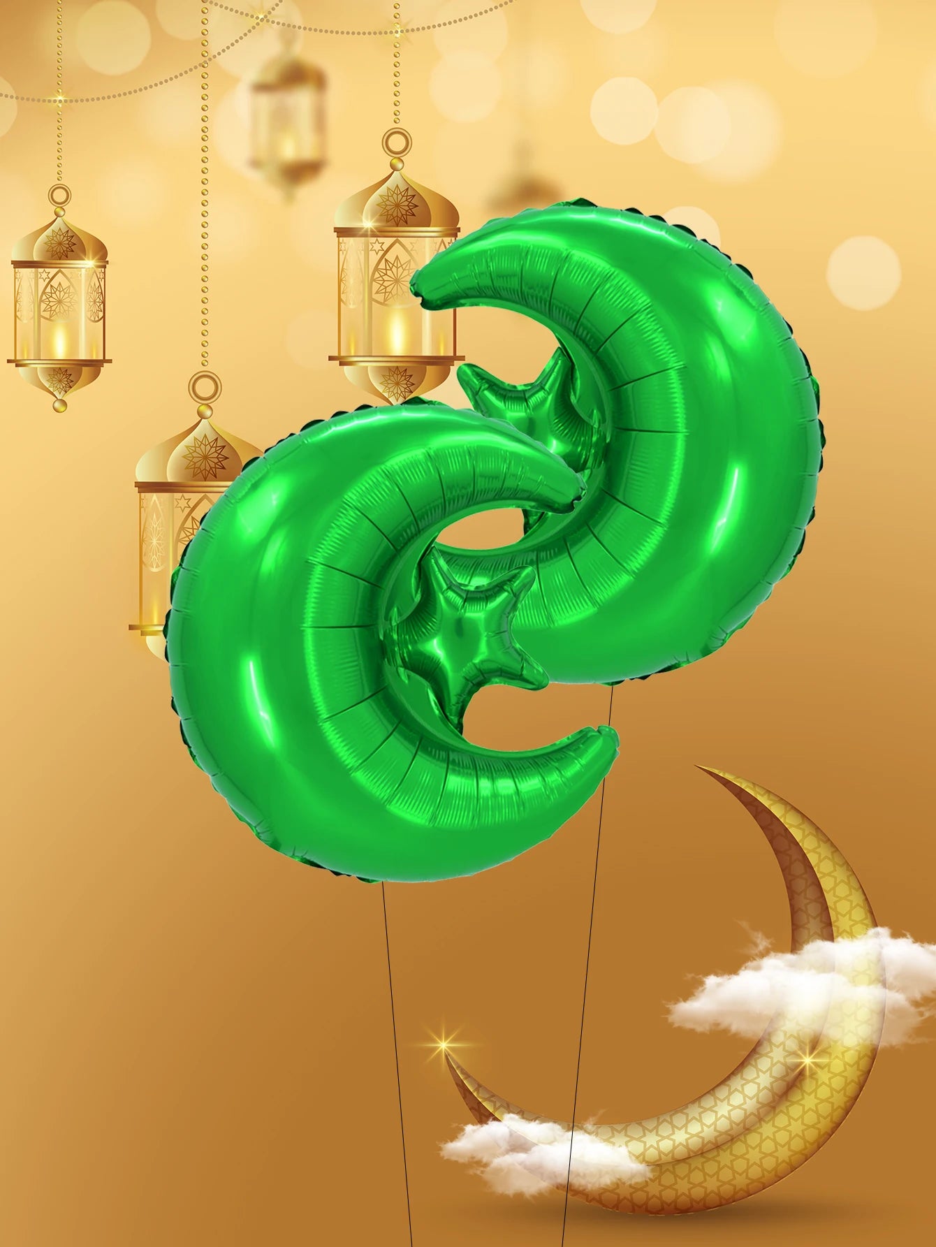 2pcs Ramadan Star Moon Balloons Ramadan kareem decor Eid Mubarak Decorations Eid al-Fitr Eid Al Adha
