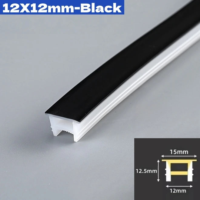 Black Flexible LED Neon Rope Lamp Silicone Tube Diffuser Recessed Channel For WS2811 WS2812B Waterproof Ribbon Neon Strip Lights