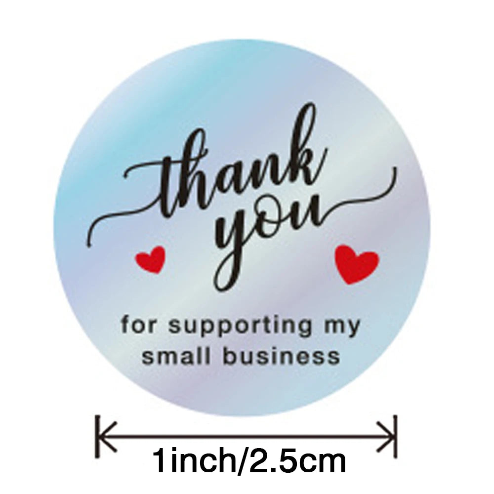 100-500pcs Rainbow Laser Thank You Stickers 1inch Small Business Stickers  Adhesive Labels for Boutiques Wrapping Supplies