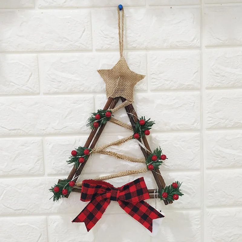 Christmas Snowman Wreath Garland Led Light Door Decoration Artificial Home Window Wall Background Door Hanging Luminous Ornament