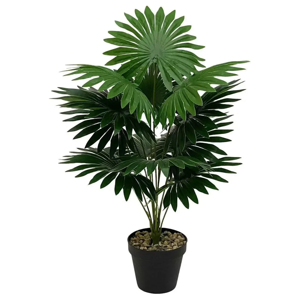 24-Leaves 31.5 Inch Artificial Fan-Leaf Sunflower Palm Tree – Large Fake Decorative Plant