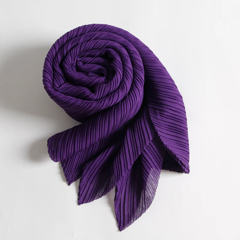 Miyake Pleated Scarf Wide Long Silk 2025 Cape Women Windscreen Shawl Shoulder Designer Korean Scarf Hijabs For Woman