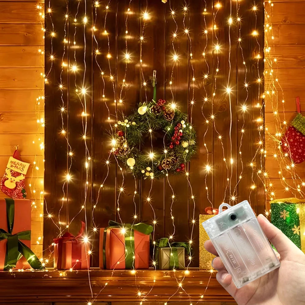 Wedding Outdoor Decor 2026 Ramadan Decoration Valentine's Day LED Curtain String Light Eid Mubarak for Home Fairy Battery Power