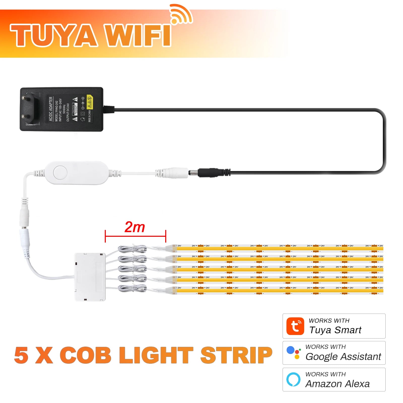 WiFi Zigbee Under Cabinet COB Led Strip Dimmable Bookcase Wardrobe Closet Ribbon Light Kit Collection Display Backlight LED Tape