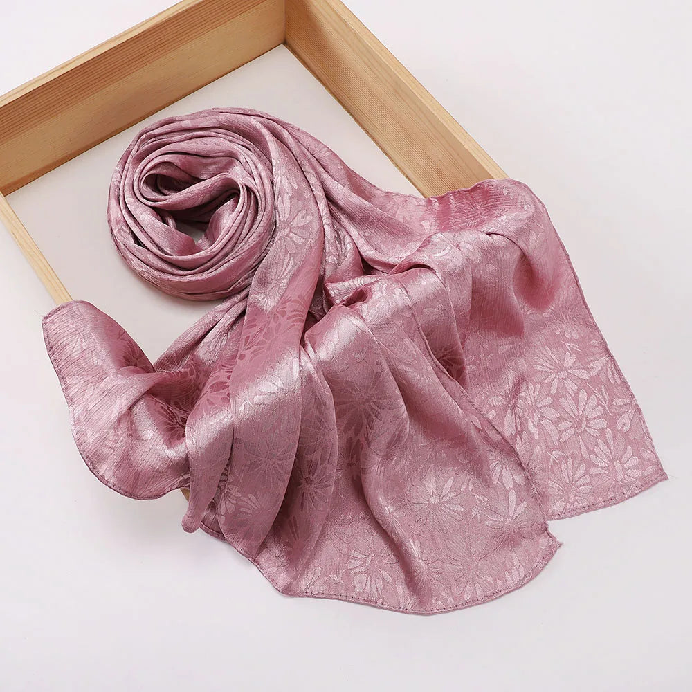 Premium Glimmer Satin Silk Crepe Crinkle Shawl Glitter Breathable Light Weight Muslim Women Scarf Hijab Long Shawl