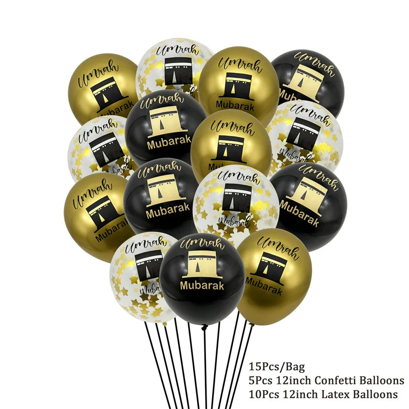 Gold Umrah Mubarak Star Confetti Balloons Ramadan Kareem Decoration Eid Mubarak Muslim Islamic Party Home Eid al-fitr Supplies