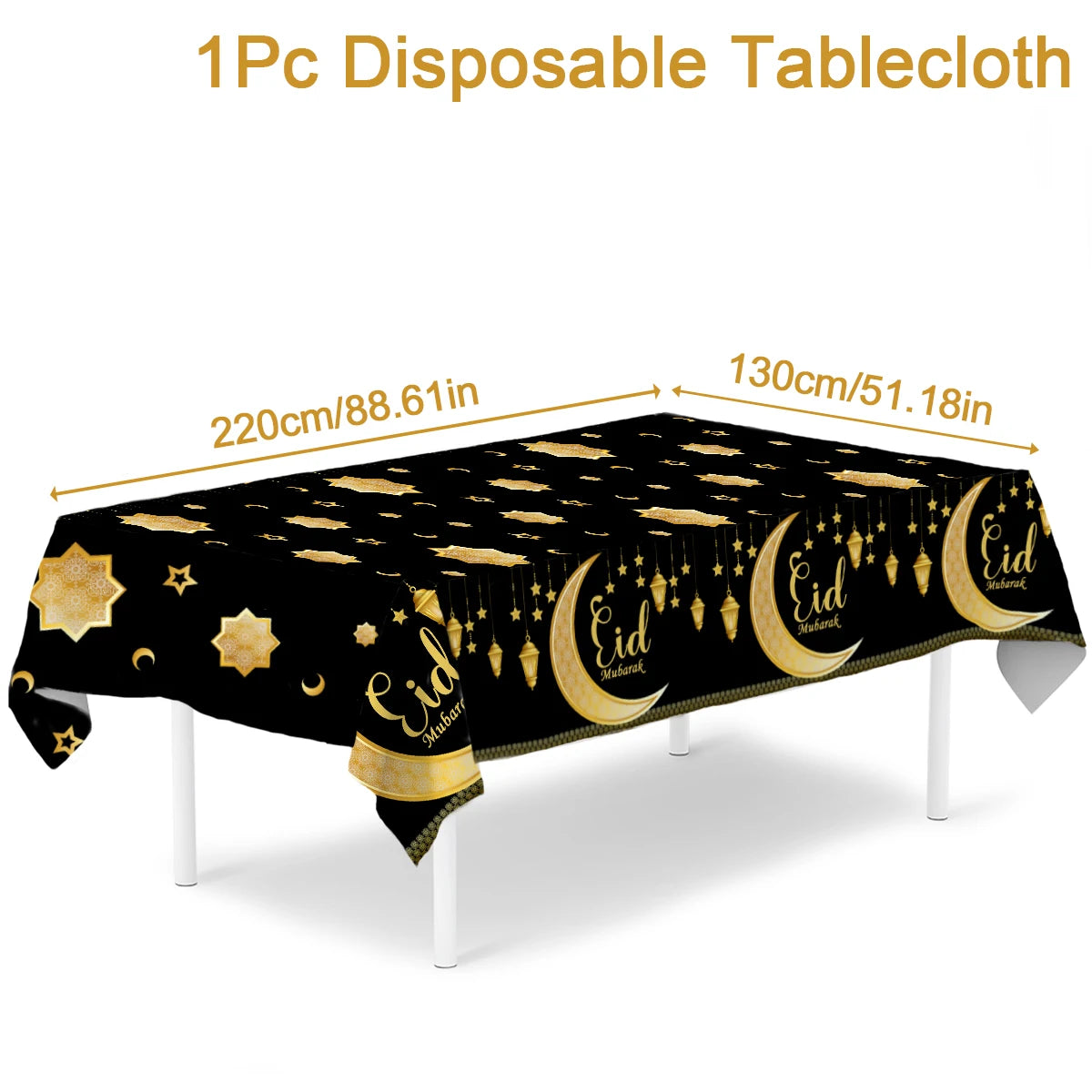 Eid Mubarak Tablecloths Ramadan Decoration 2025 for Home Islamic Muslim Party Decor Ramadan Kareem Tableware Eid Al Adha Gifts