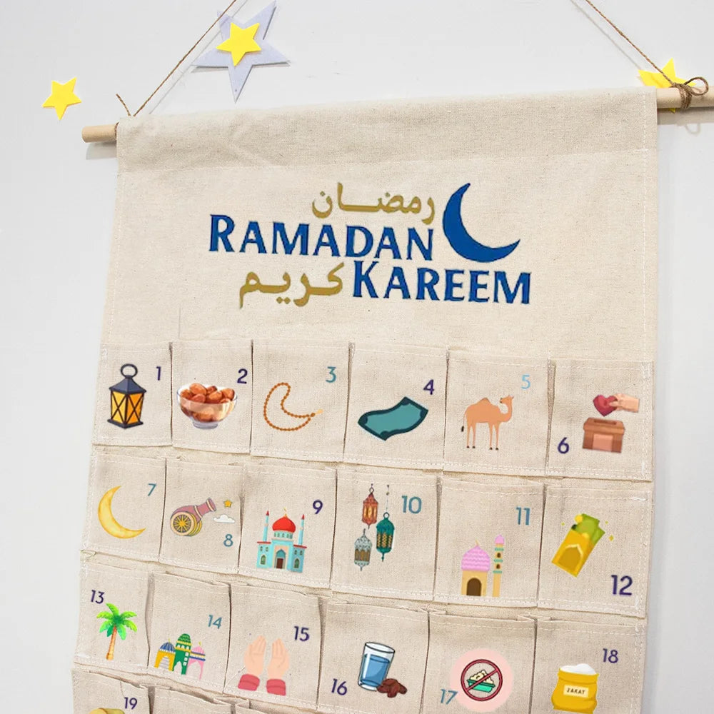 Ramadan Kareem 30-Day Advent Calendar – Kids Wall Hanging Home Decor