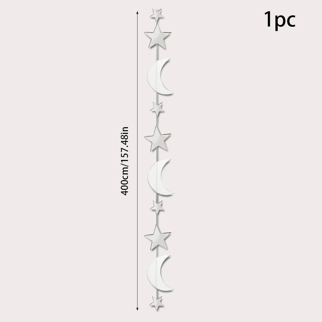4M EID Mubarak Glitter Star Moon Garland Banner Backdrop Streamers Ramadan Kareem Hanging Streamer Decoration Supplies