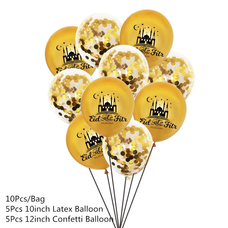 10Pcs Eid Umrah Mubarak Latex Balloon Ramadan Kareem Festival Muslim Islamic Ramadan Party Eid Al-Firt Home Decoration Supplies