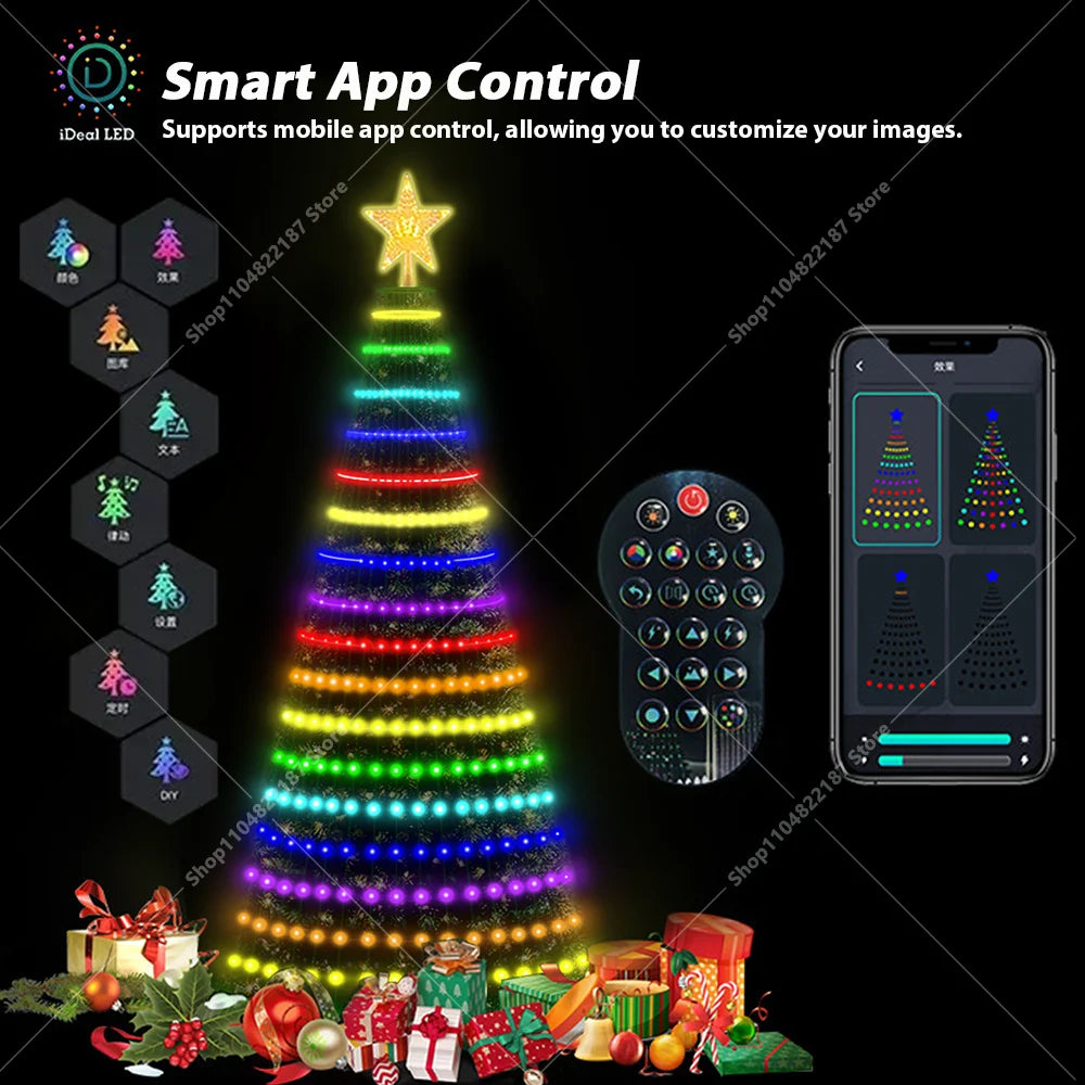 New Christmas Tree 400LED Lights App-Controlled DIY Pattern Display for Home Christmas Tree Decorations Lights