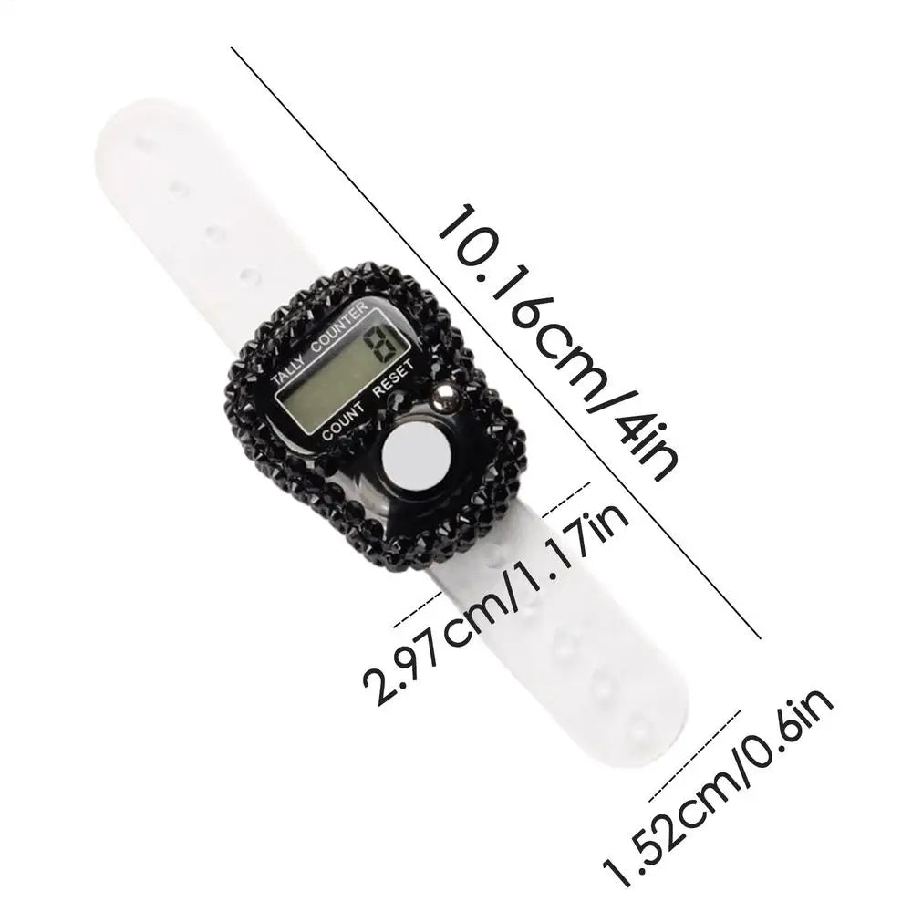 Electronic Finger Counter LCD Digital Display Finger Counter Resettable Lap Record Ring Manual Knitting Row Tally Ring, Battery Included