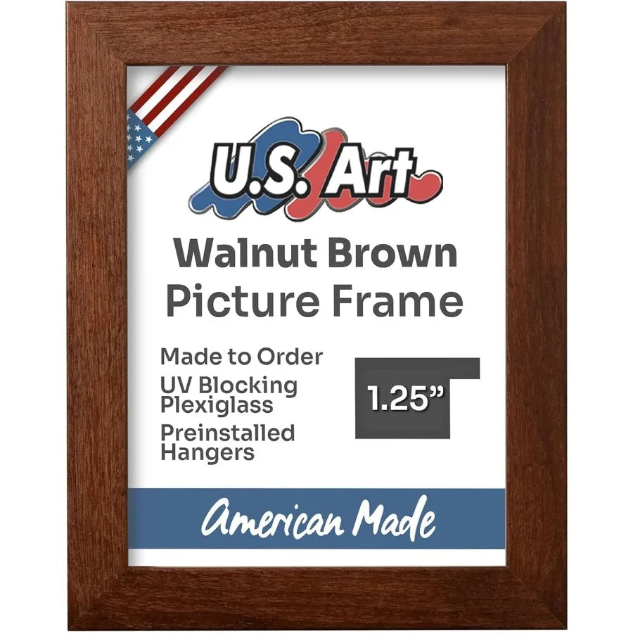 Frame 19×25 Country Walnut Brown 1.25 Inch Flat Wood Composite MDF Wall Decor Picture Poster Frame – Set of 4 for Living Room