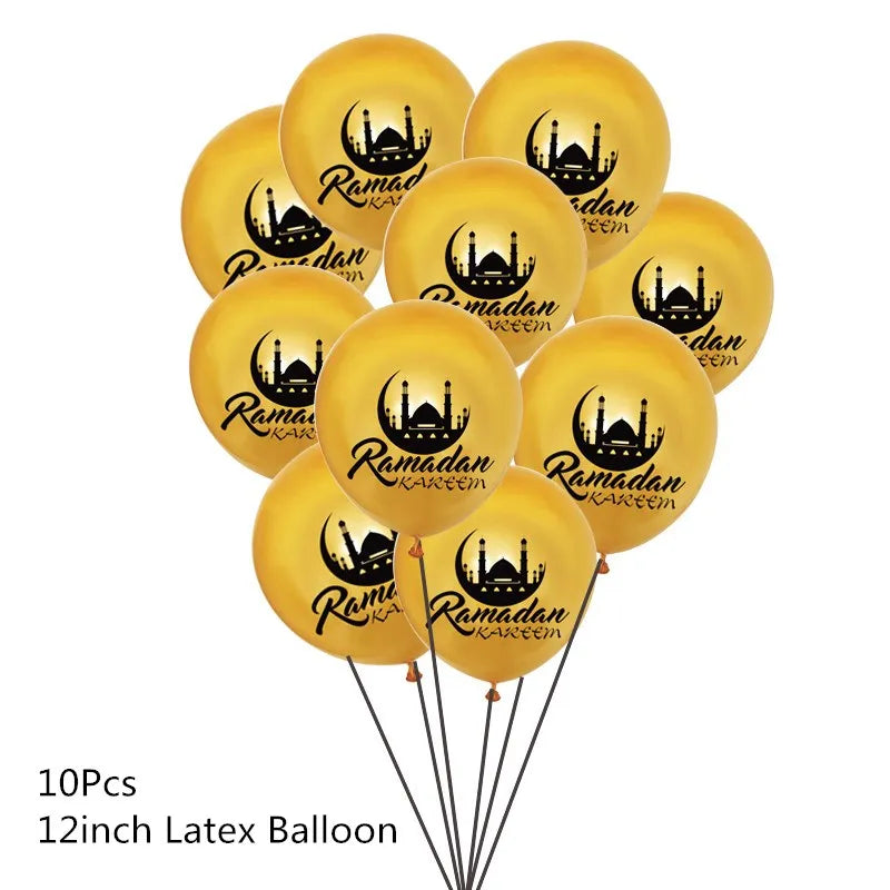 10Pcs Eid Umrah Mubarak Latex Balloon Ramadan Kareem Festival Muslim Islamic Ramadan Party Eid Al-Firt Home Decoration Supplies