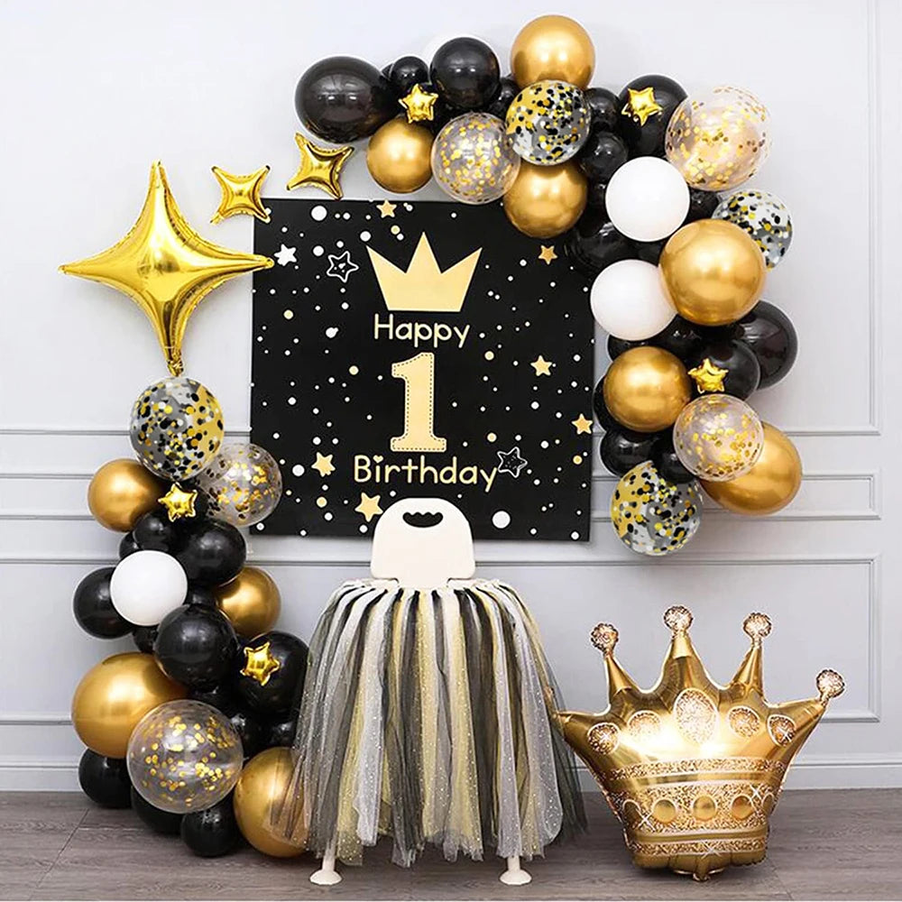 12inch Black Metallic Gold Latex Balloon Set Black Gold Confetti Balloon Graduation Globos Birthday Party Baby Shower Decoration