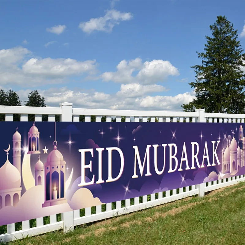 Eid Mubarak Outdoor Banner Flag Ramadan Decoration For Home Islamic Muslim Party Decor EID Gifts Abaya AL Adha Ramadan Kareem