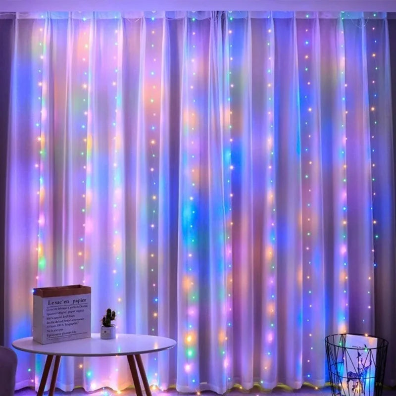 LED Curtain Fairy Light String Battery Power Outdoor Bedroom Decoration Ramadan Home Decoration 2026 Valentine's Day Eid Mubarak
