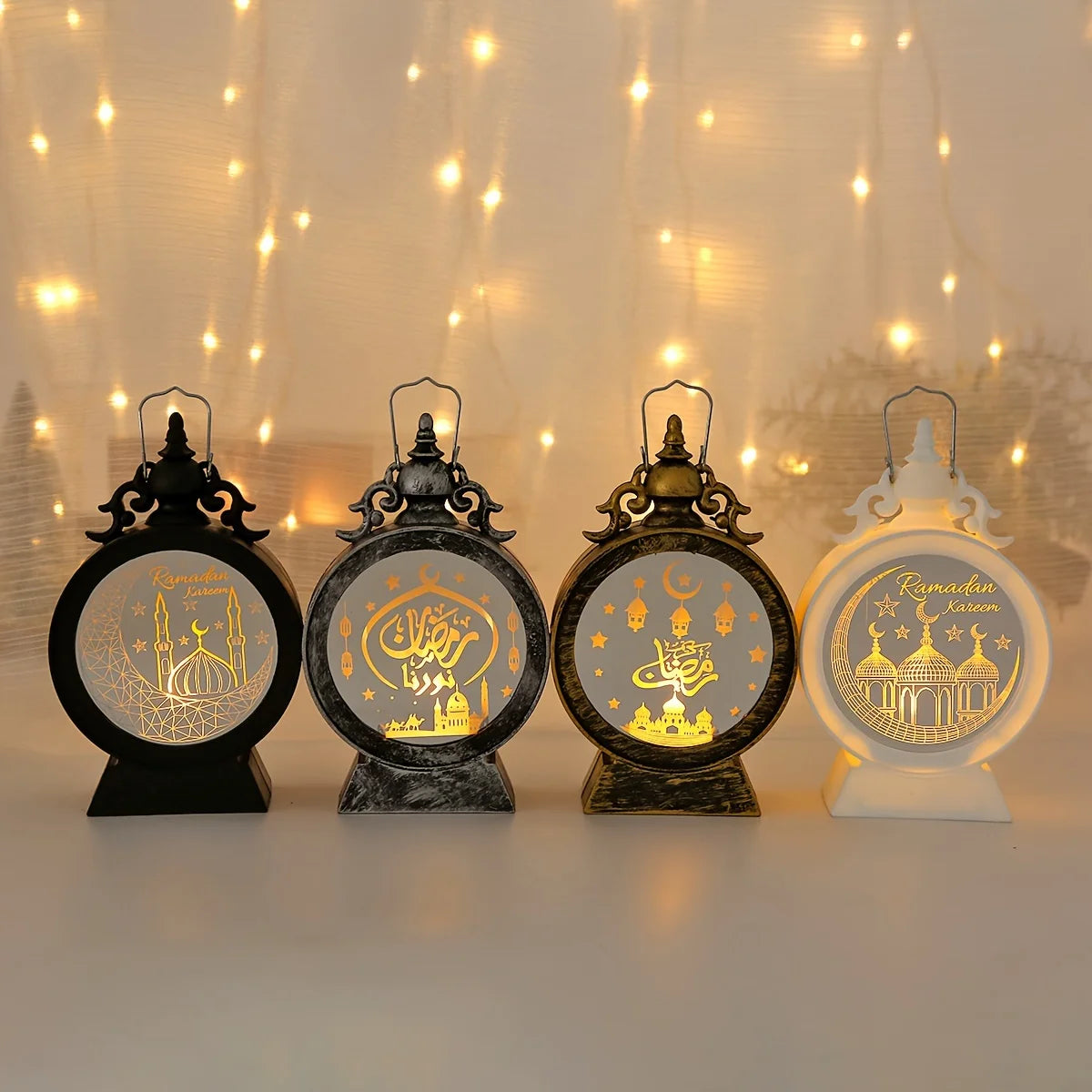 2024 Eid Mubarak Ornaments Led Lantern Light Ramadan Decorations Islamic Muslim Party Lights Ramadan Kareem Eid Al Adha Gift