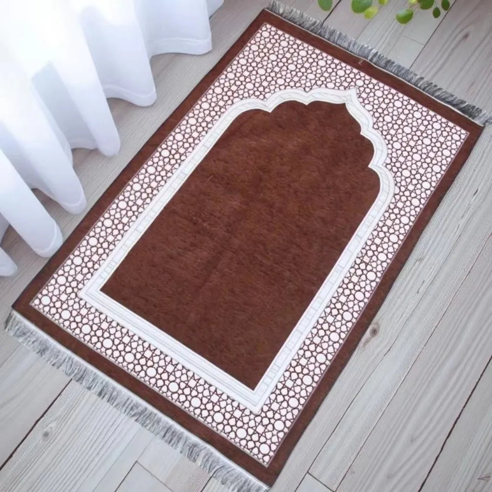 Printed Floor Mat 70x110cm Muslim Prayer Rug Non-slip Foldable Islamic Prayer Mat Rectangle Ethnic Style Janamaz Sajadah Eid